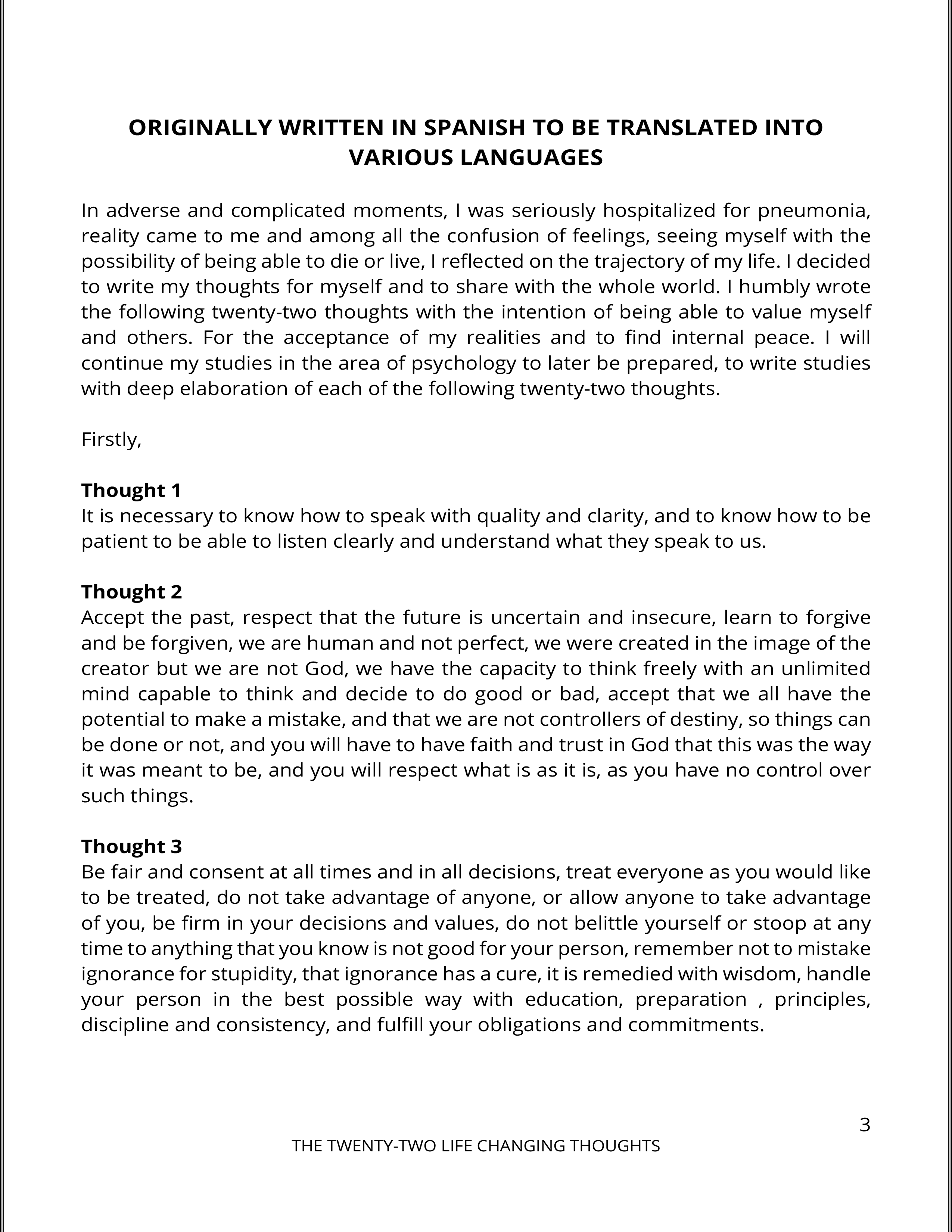 Page 3 - THE TWENTY TWO LIFE CHANGING THOUGHTS