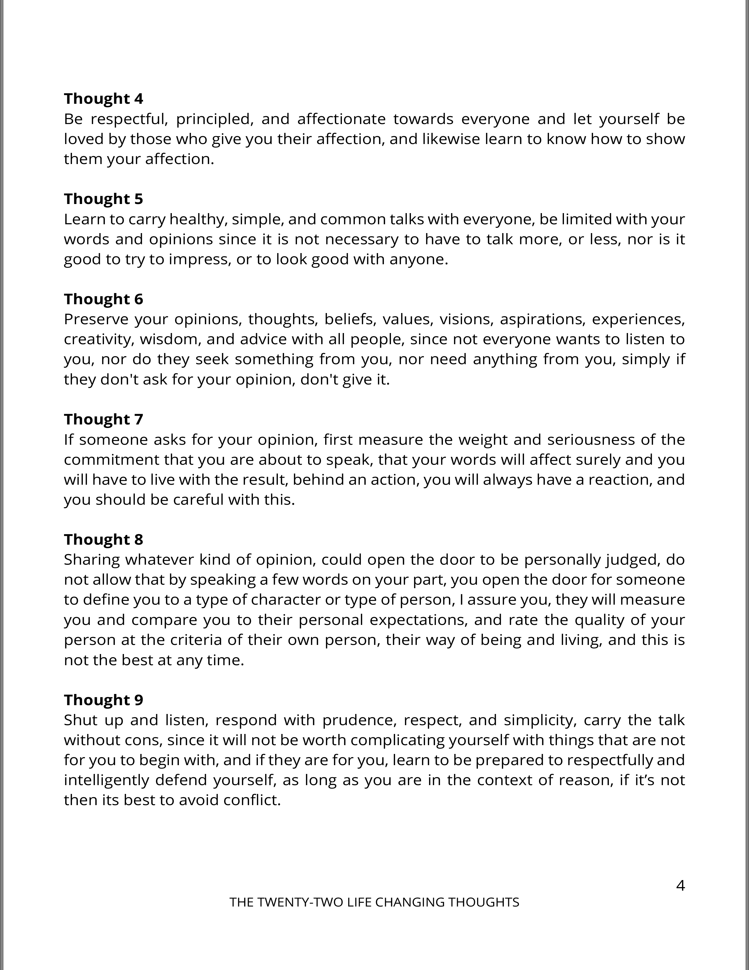 Page 4 - THE TWENTY TWO LIFE CHANGING THOUGHTS