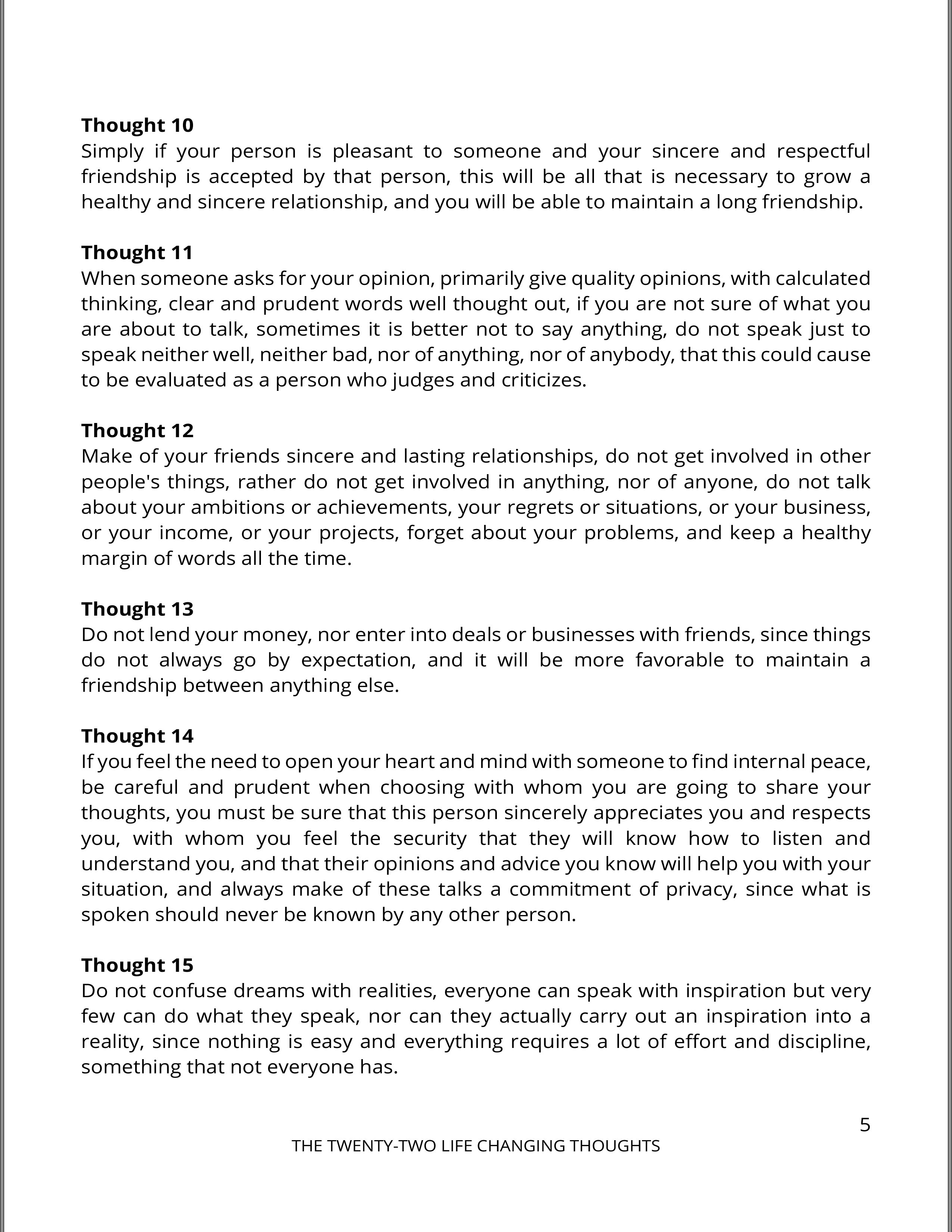 Page 5 - THE TWENTY TWO LIFE CHANGING THOUGHTS