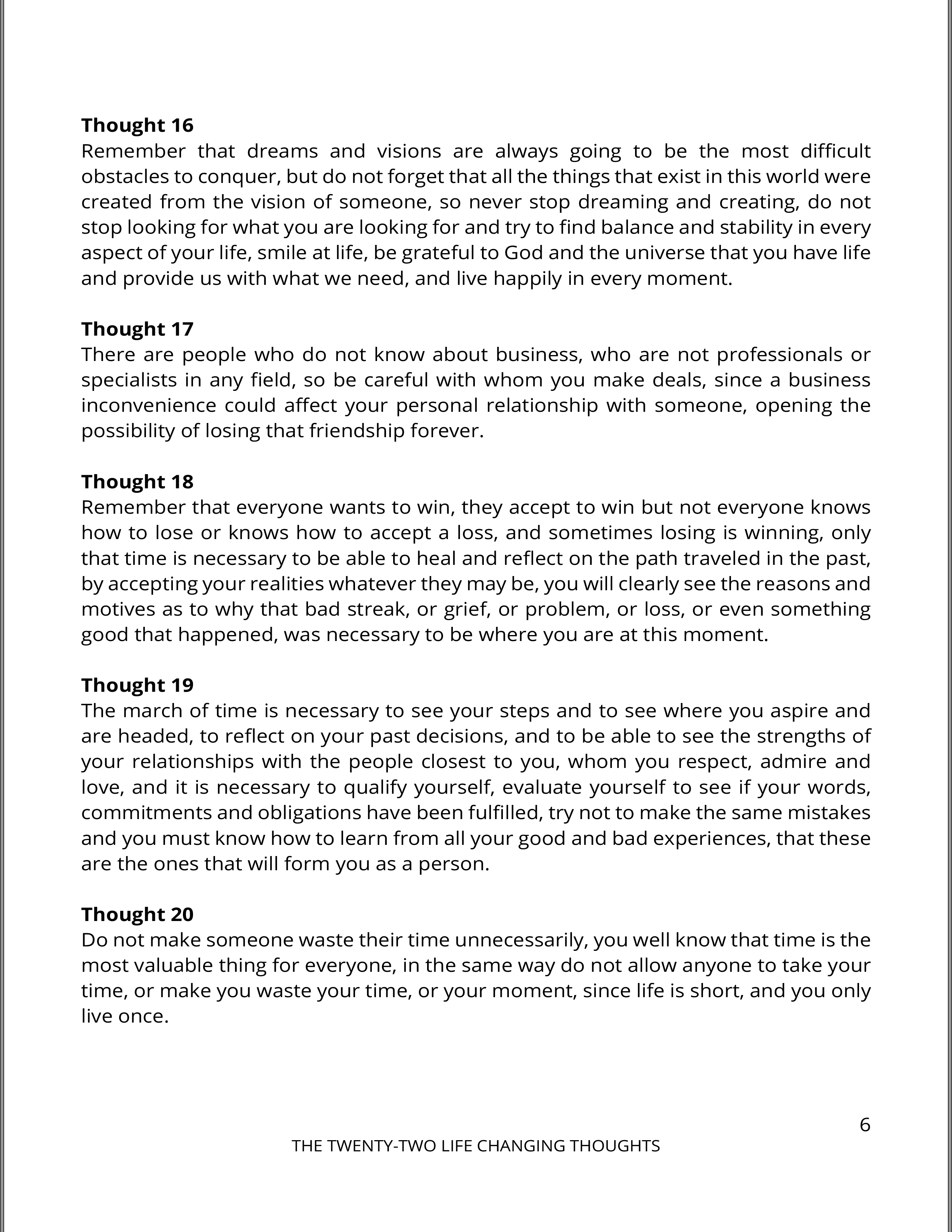 Page 6 - THE TWENTY TWO LIFE CHANGING THOUGHTS